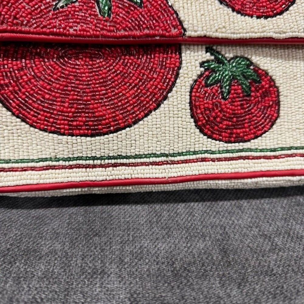 STAUD Tommy Beaded Floral Shoulder Bag Tomato - Picture 13 of 16